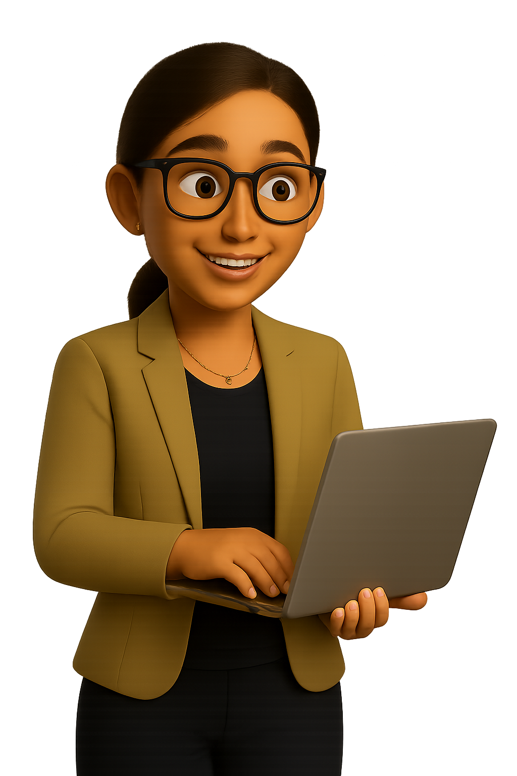 Caricature tutor holding a sign